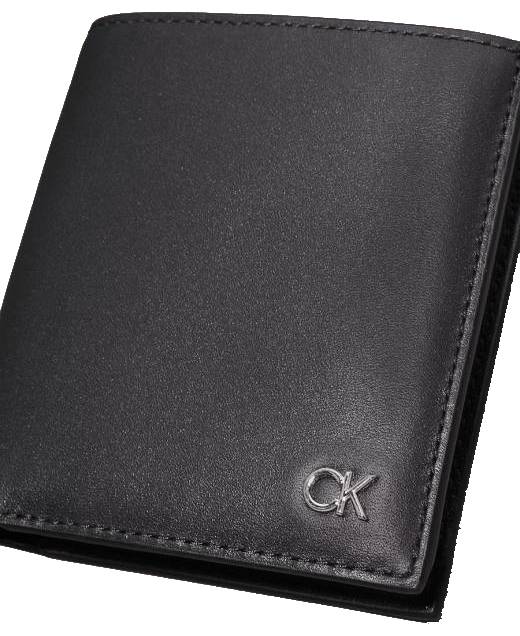 Portfel męski CALVIN KLEIN poziomy czarny skóra naturalna na karty i monety RFiD - obrazek 2